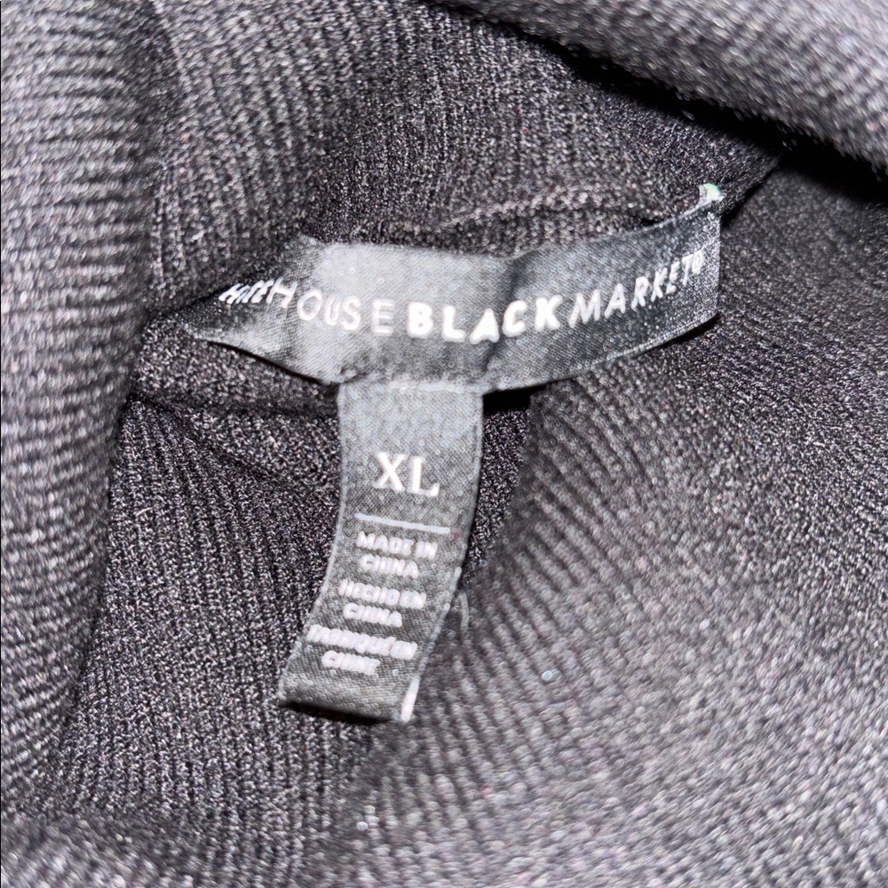 White House Black Market Textured Turtleneck Sweater Lantern Sleeves XL Black - Picture 4 of 6